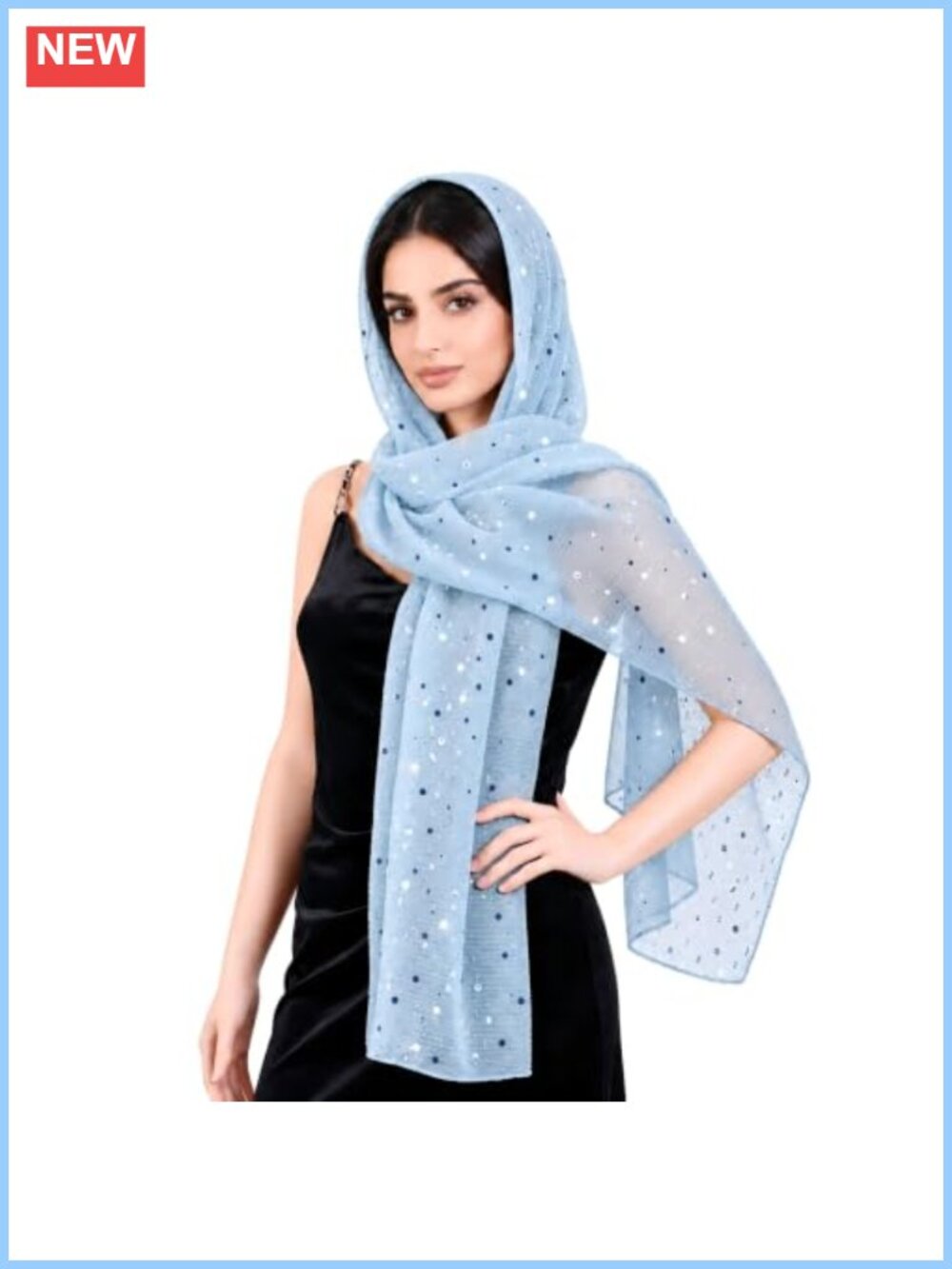 Sheer Sequin Shawl Wrap Scarf for Women Sparkly Evening Head Scarf Hijab